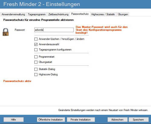 Die Fresh Minder 2 - Einstellungen